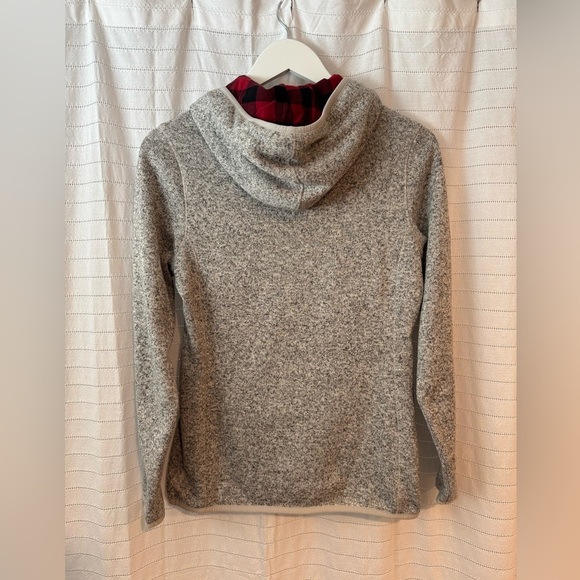 Eddie Bauer Heather Gray Hooded Sweatshirt with Buffalo Plaid detail - Picture 6 of 8